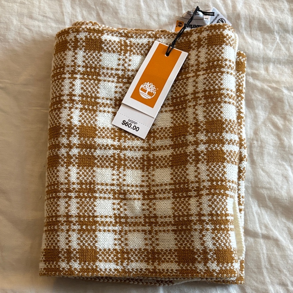 Timberland Checkered Scarf in Mustard and White